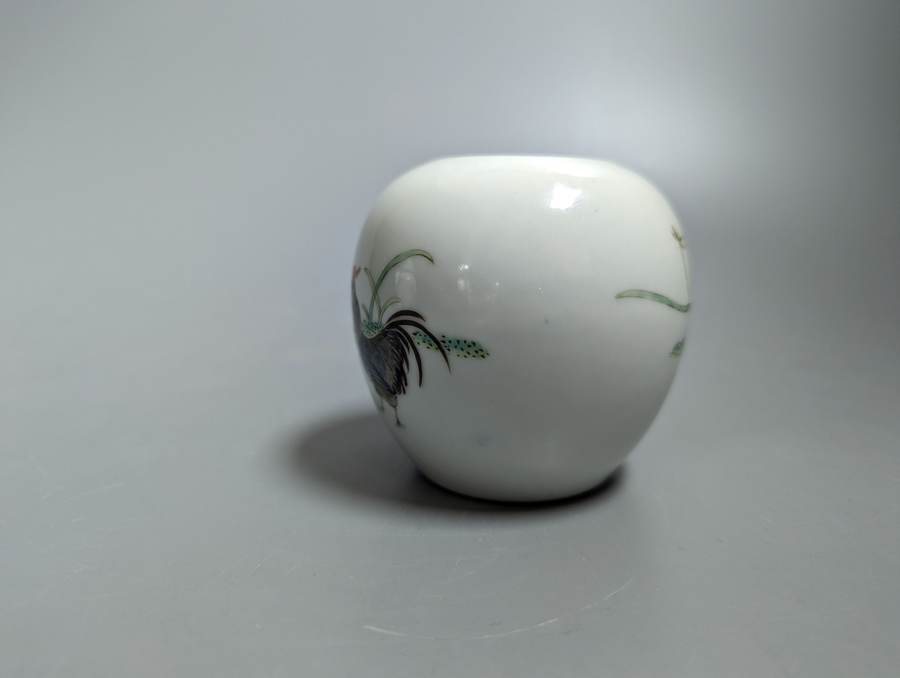 A Chinese ‘chicken’ water pot and a miniature blue and white teapot 12cm